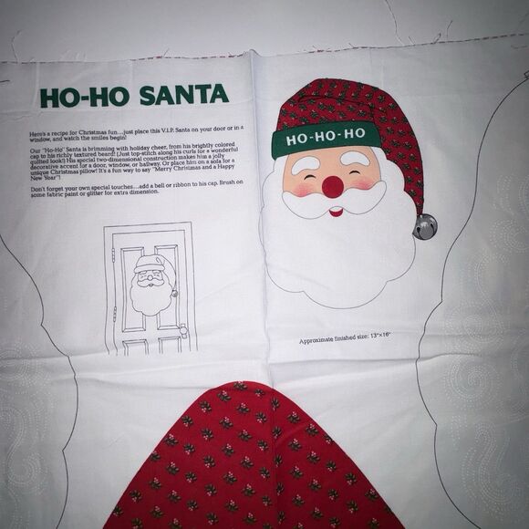 Ho Ho Santa Face VIP Cranston Cut & Sew Fabric Panel Door Hanging Uncut 17 x 14 - Picture 6 of 10